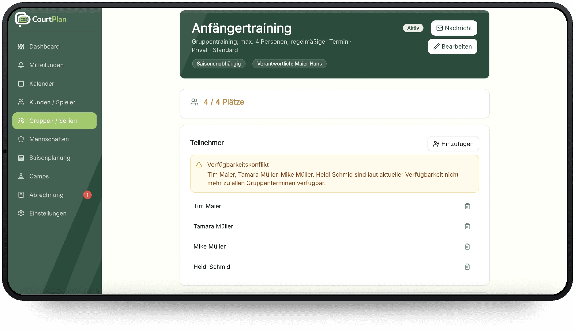 Gruppentraining & Mannschaften