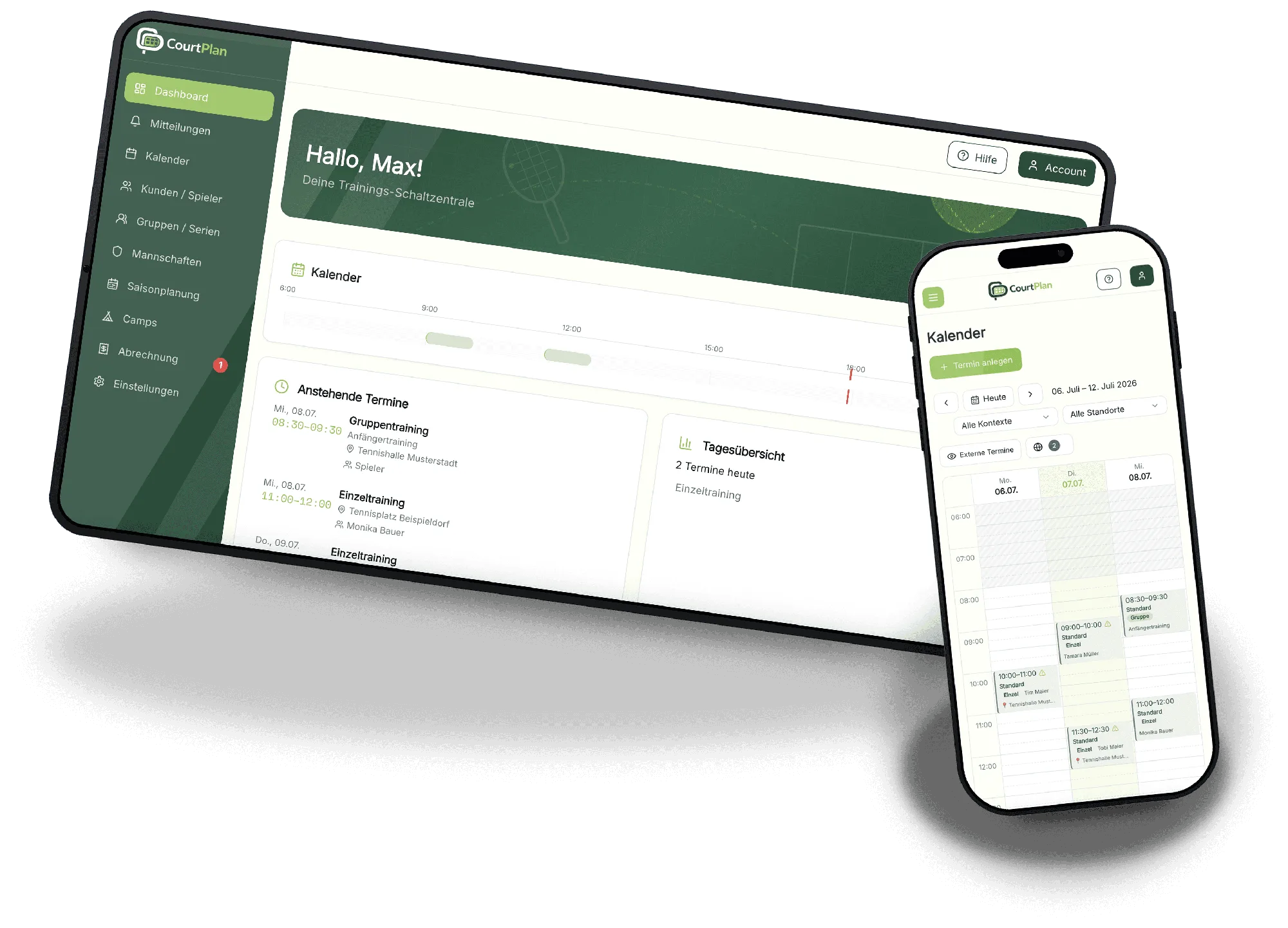CourtPlan auf Laptop und Smartphone